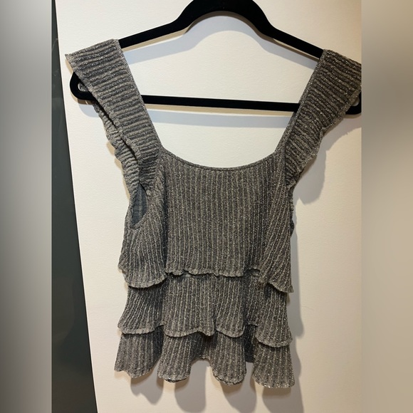 Armani exchange metallic peplum scalloped sweater top - Picture 5 of 5